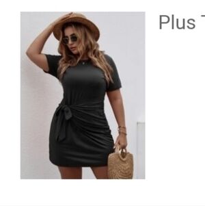 SHEIN Black Short Sleeve  Wrap Dress